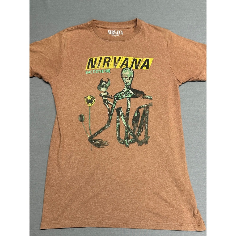 Nirvana Incesticide Graphic T-Shirt Mens Small Heather Brown Rock Off 2023 Band